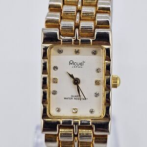 Acuet Women's Watch 18MM White Dial Gray Gold Bracelet‎ Crystal 7" New Battery